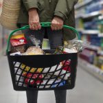 person holding a bucket with products